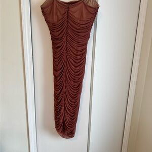 Elegant Ruched Brown Dress